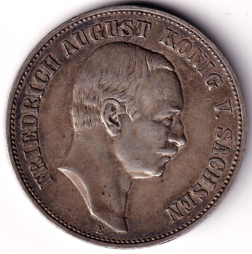 Sachsen 1907 5 mark - av-vd,